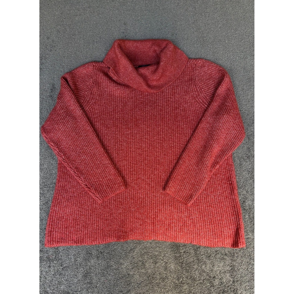 Lane‎ Bryant Sweater Women's 22/24 Red Polyester Ribbed Turtleneck Long Sleeve
